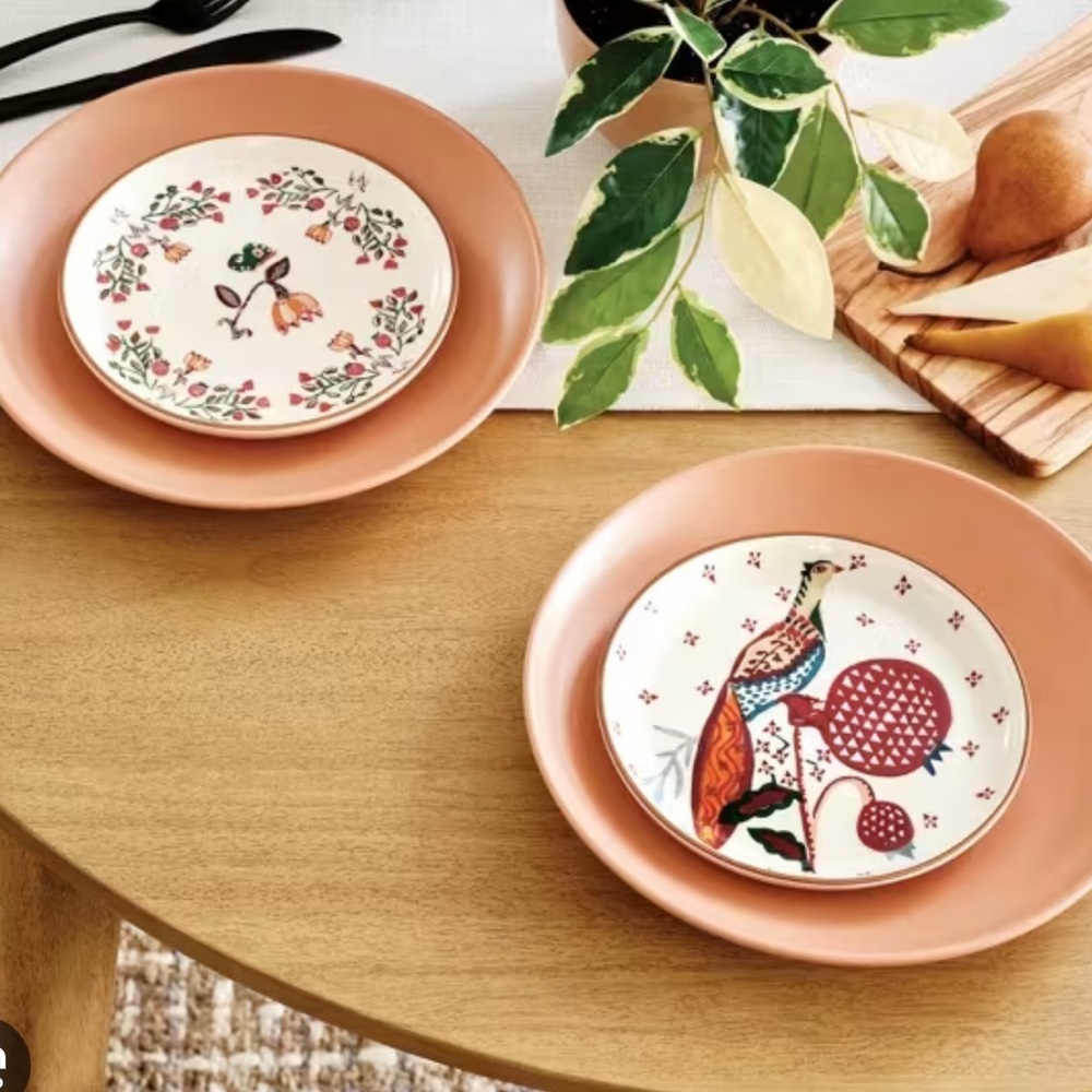 Threshold Stoneware Layering Plates - White and Red Floral
